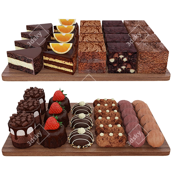 Gourmet Chocolate Dessert Tray 3D model image 1