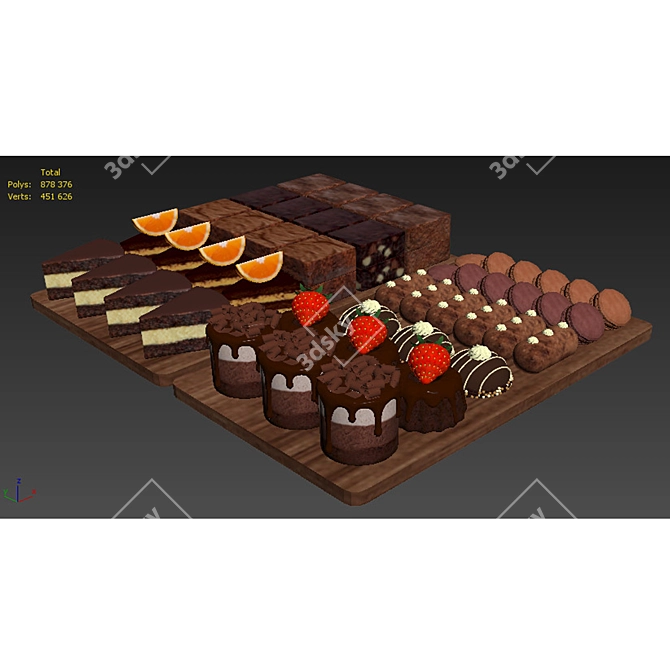 Gourmet Chocolate Dessert Tray 3D model image 5