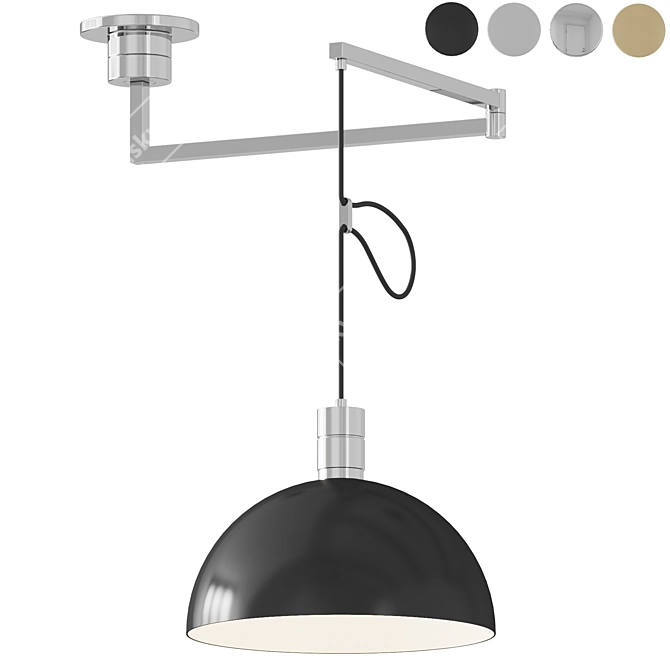Adjustable Chrome Pendant Light 3D model image 1