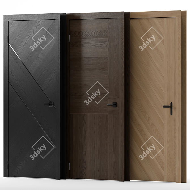 Wood and Metal Interior Doors 3D model image 2