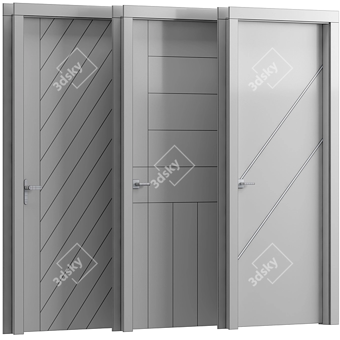 Wood and Metal Interior Doors 3D model image 3