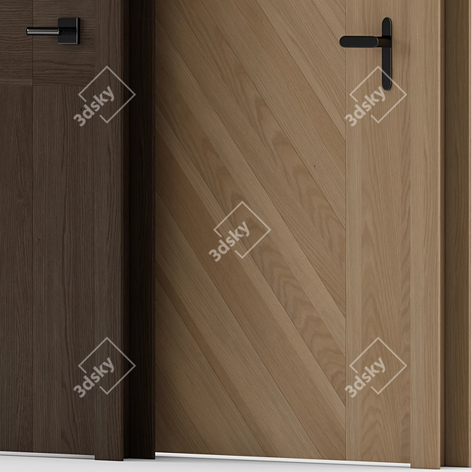 Wood and Metal Interior Doors 3D model image 6