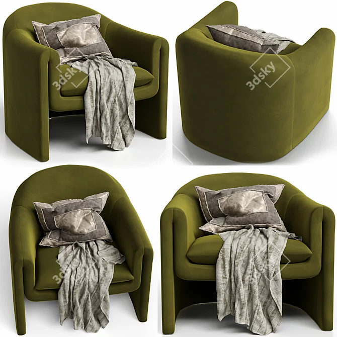 Pollman Velvet Barrel Chair Set 3D model image 3