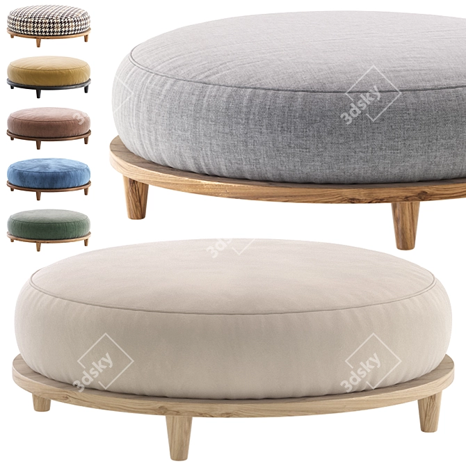 Milk White Scandi Pouffe 4 3D model image 1