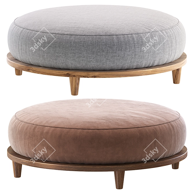 Milk White Scandi Pouffe 4 3D model image 4