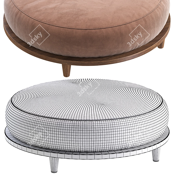 Milk White Scandi Pouffe 4 3D model image 7