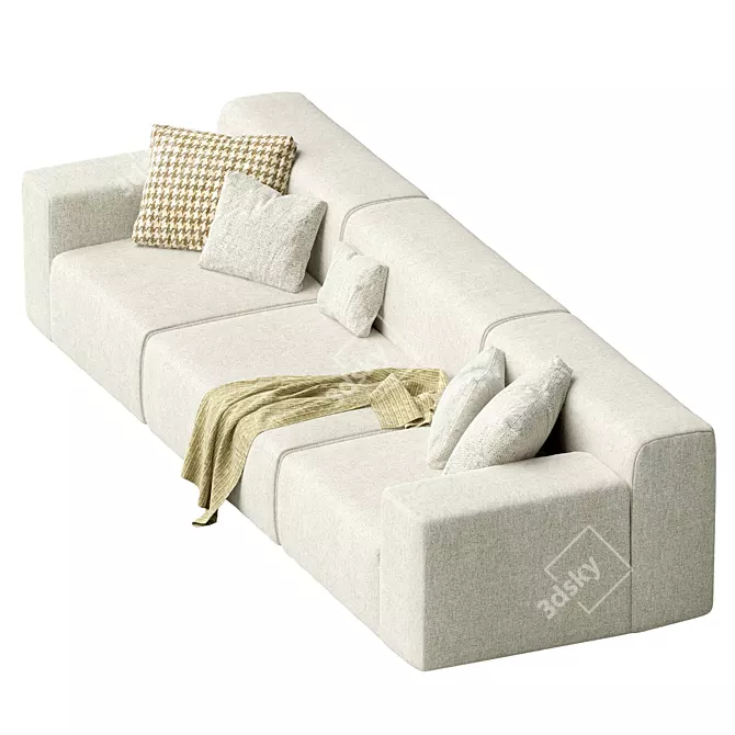  modern 3-seater outdoor sofa 3D model image 3