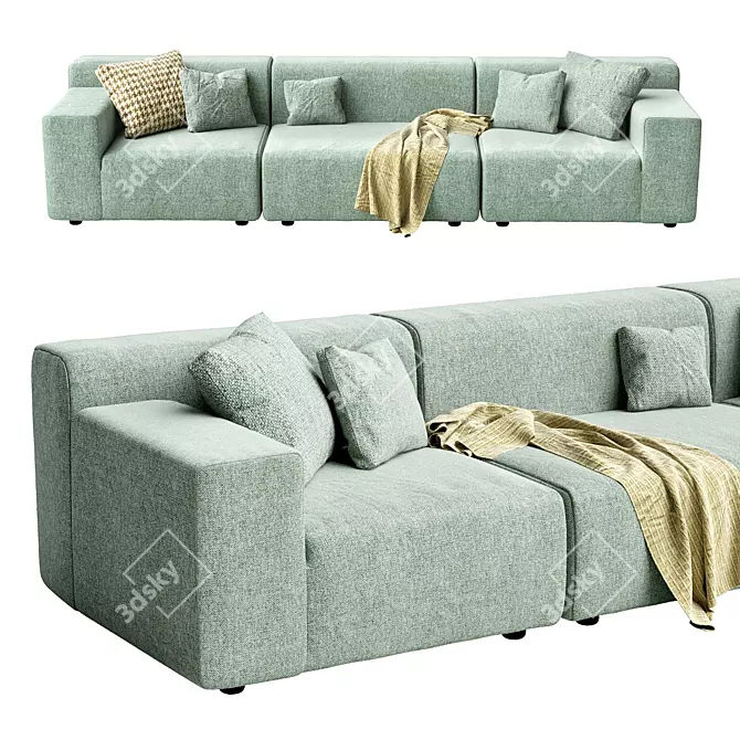  modern 3-seater outdoor sofa 3D model image 4