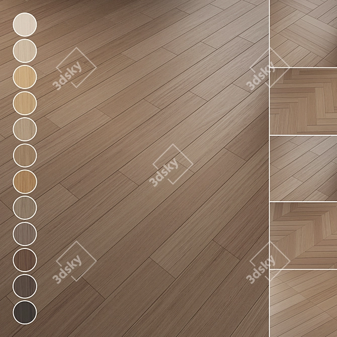 Oak Parquet Flooring Collection 3D model image 1