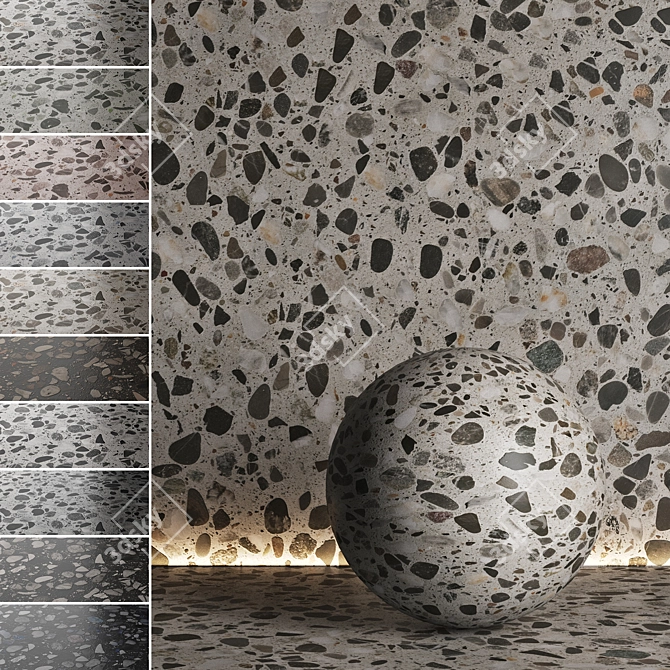 Seamless Terrazzo Marble Textures Set 3D model image 1