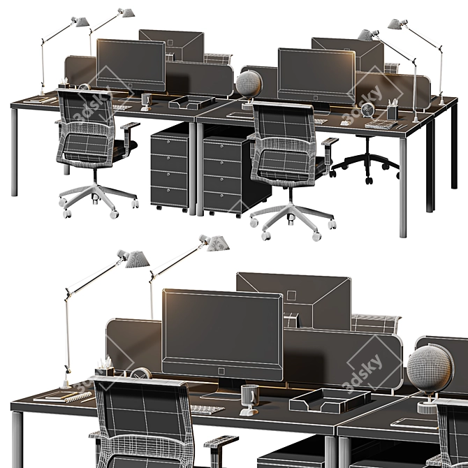 Optimized High Detail Office Set 3D model image 6