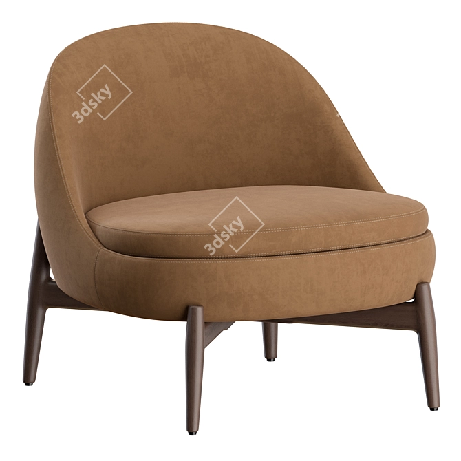 Elegant Sendai Wood Armchair by Minotti 3D model image 7