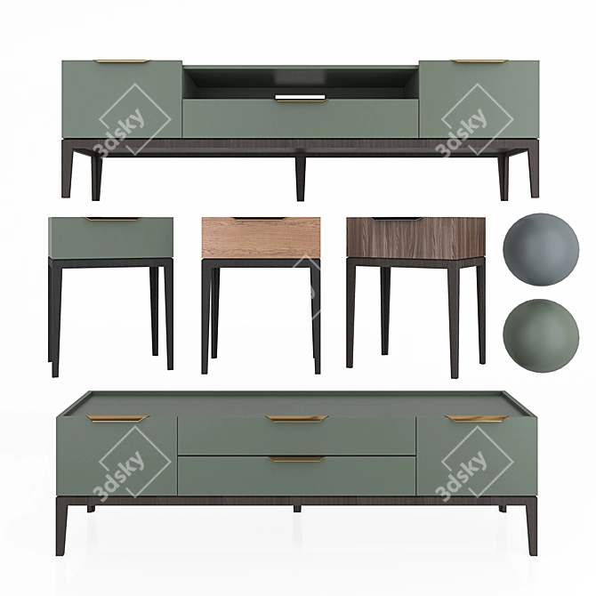Sophisticated Metropolitan Bedroom Furniture Set 3D model image 1