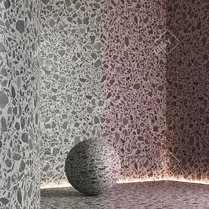 Luxury Seamless Terrazzo Marble Textures 3D model image 4