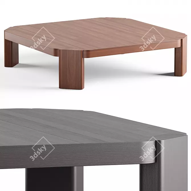 Modern Solid Wood Coffee Table 3D model image 1