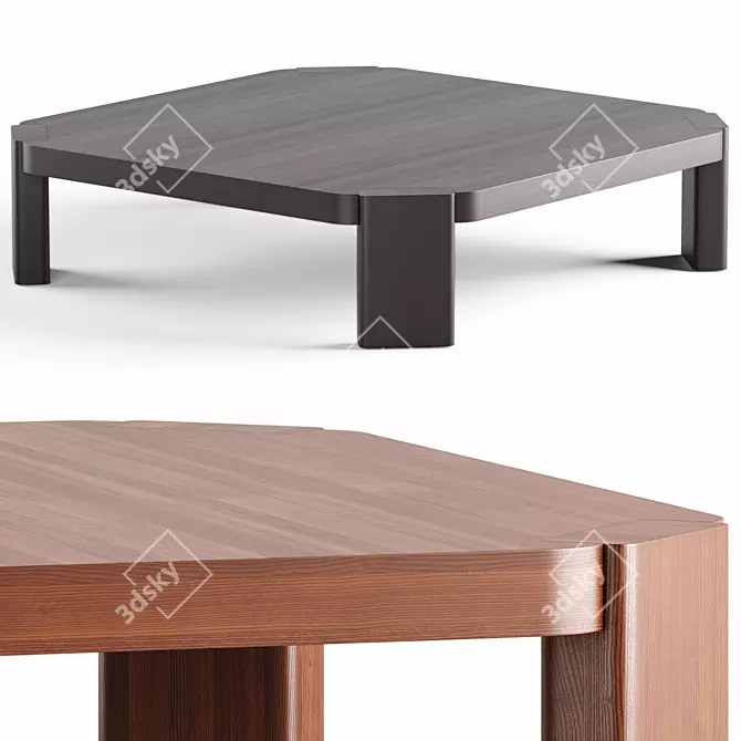 Modern Solid Wood Coffee Table 3D model image 2