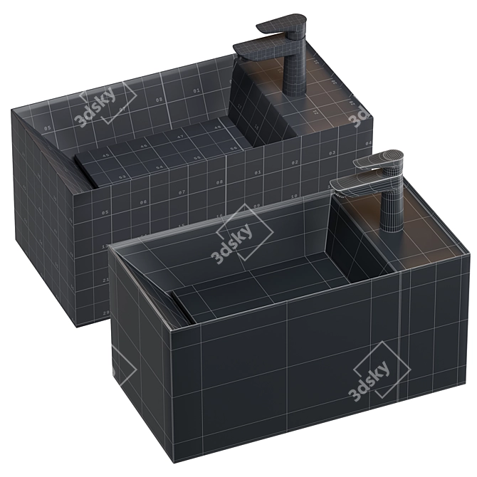Modern Washbasins Set with Faucets 3D model image 4