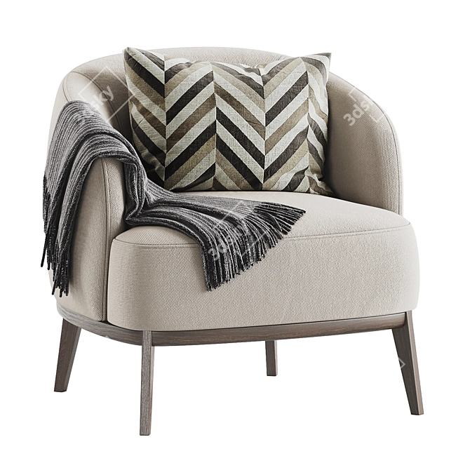 Elegant Megan Armchair with Pillow 3D model image 3