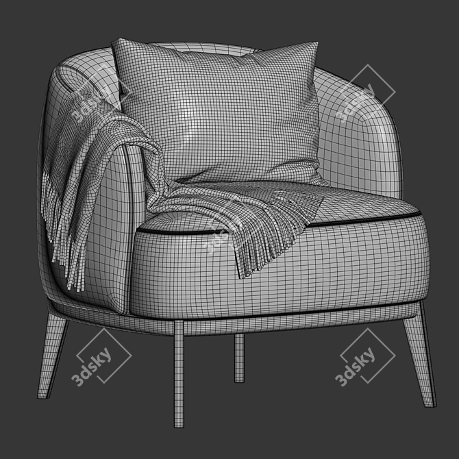 Elegant Megan Armchair with Pillow 3D model image 4