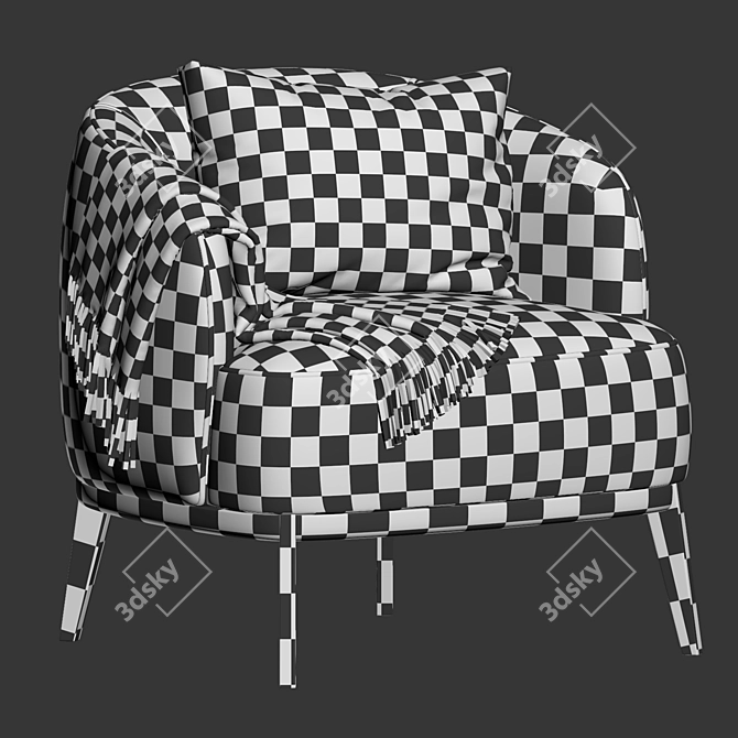 Elegant Megan Armchair with Pillow 3D model image 5