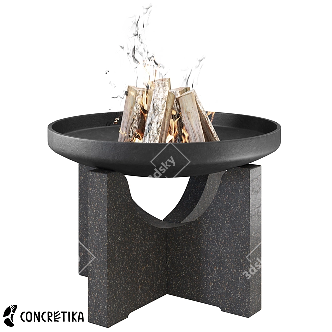 Premium Cast Iron Fire Pit 3D model image 1