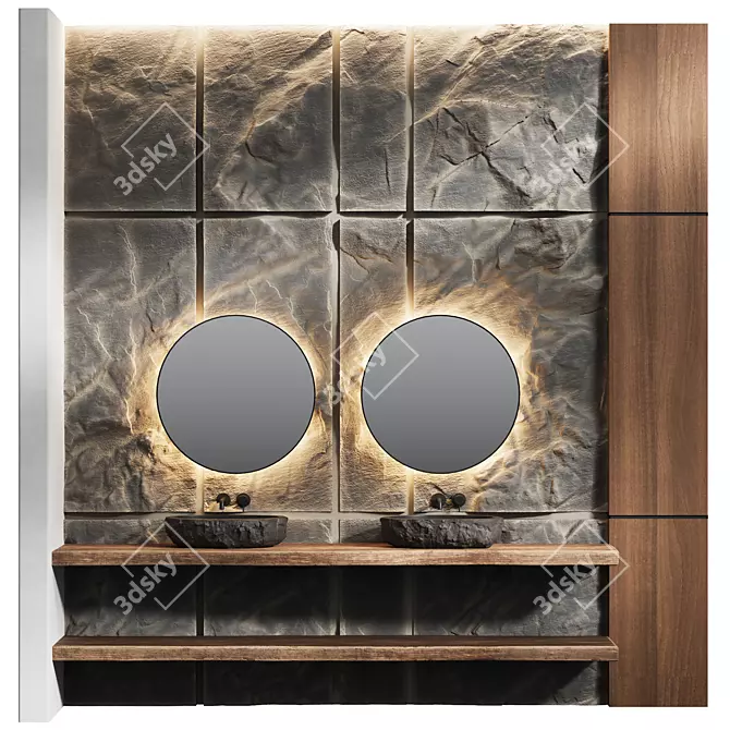 Stone Texture Bathroom Furniture 3D model image 1