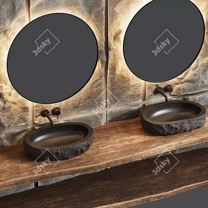 Stone Texture Bathroom Furniture 3D model image 2