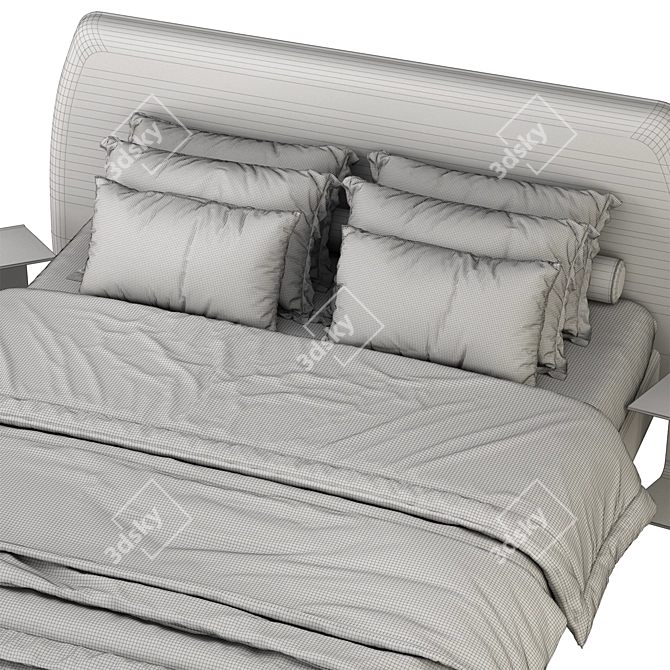 Modern Slim Bed 3D Model 3D model image 4