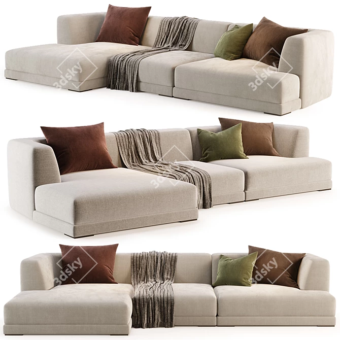 Elegant ALBERESE Sofa Chaise DE PADOVA 3D model image 1