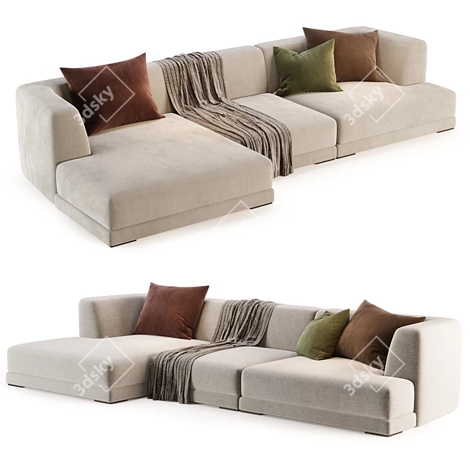 Elegant ALBERESE Sofa Chaise DE PADOVA 3D model image 2