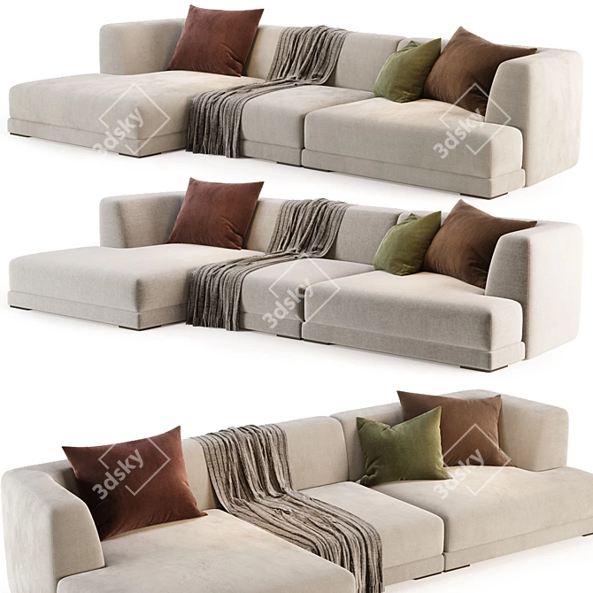 Elegant ALBERESE Sofa Chaise DE PADOVA 3D model image 3