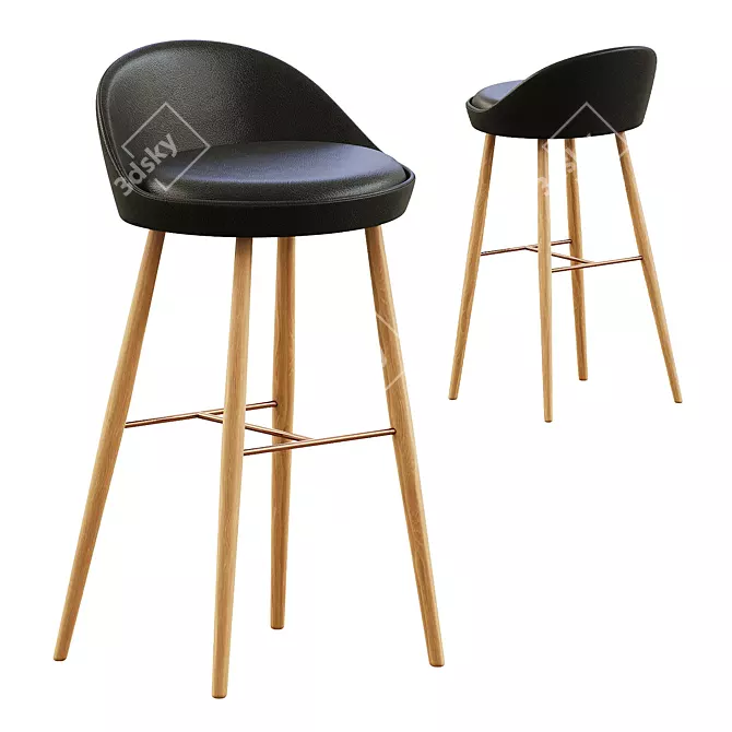 Bodega Bar Stool - Chic & Sleek 3D model image 3