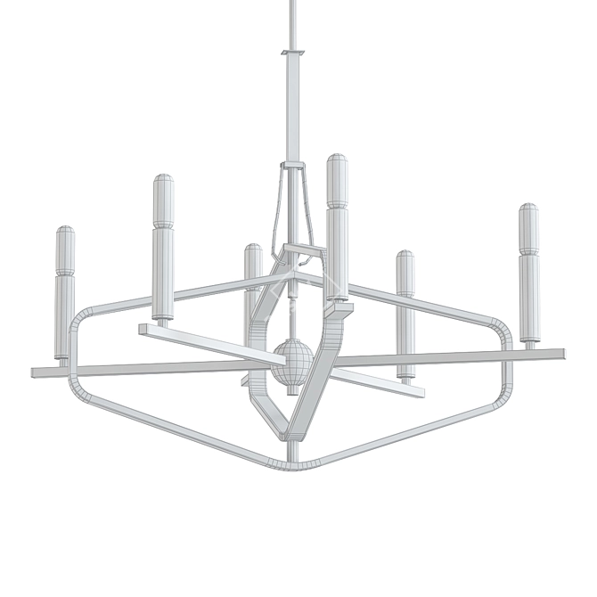Sleek Sand & Nickel Chandelier 3D model image 2