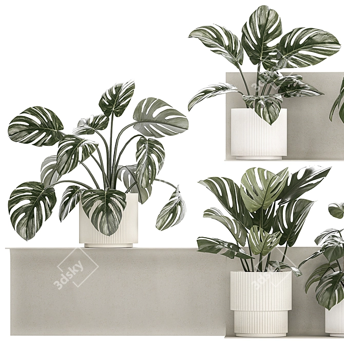 Tropical Monstera Vertical Garden Set 3D model image 5