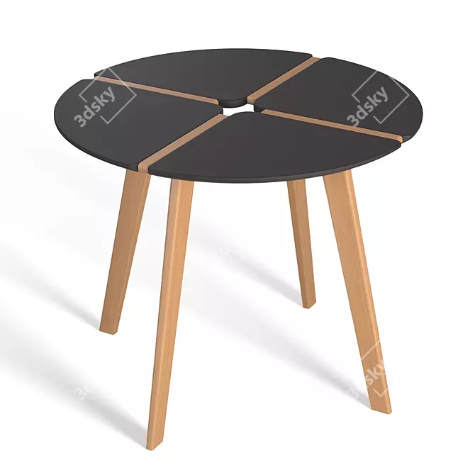 Round Dining Table with Black/White Finish 3D model image 3