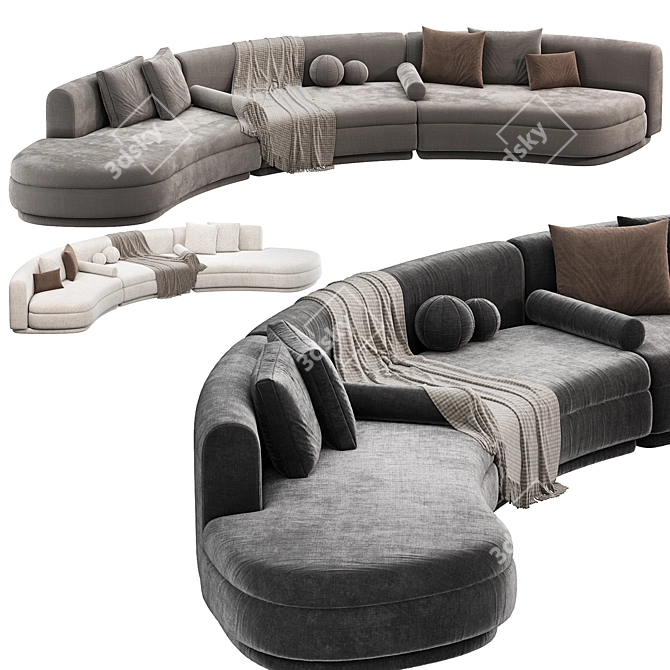 Luxurious Baxter Piaf Sofa 2015 3D model image 3