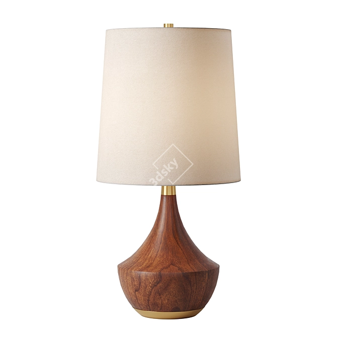 Walnut Base Brass Accent Lamp 3D model image 1