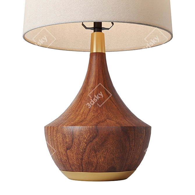 Walnut Base Brass Accent Lamp 3D model image 2