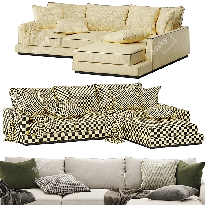Elster 4-Seater Light Corner Sofa 3D model image 3