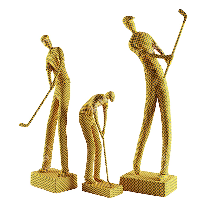  Elegant Golf Player Figurines. 3D model image 5