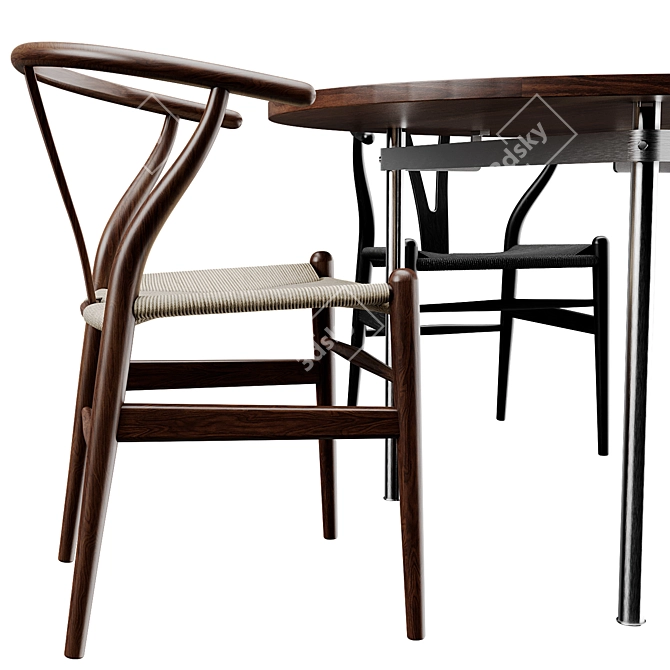 Scandinavian Dining Set by Wegner 3D model image 3