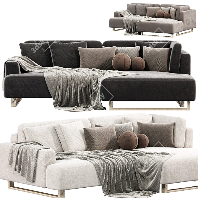 Modern ONTE Corner Sofa in White 3D model image 2