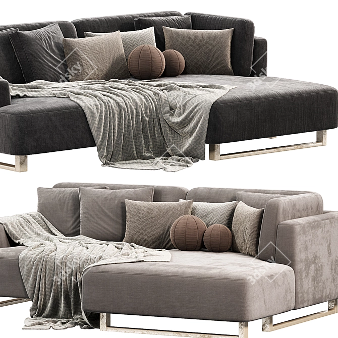 Modern ONTE Corner Sofa in White 3D model image 3
