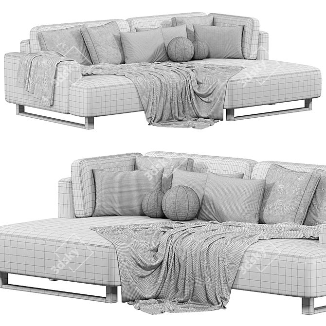 Modern ONTE Corner Sofa in White 3D model image 4