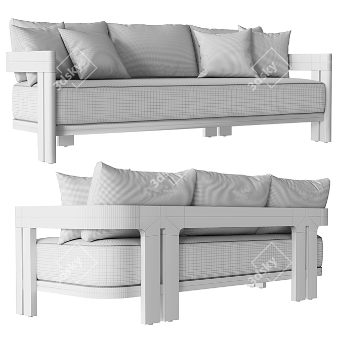 Restoration Hardware Teak Sofa 84 3D model image 3