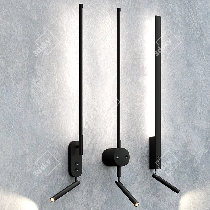 Sleek LED Sconce Light 3D model image 2