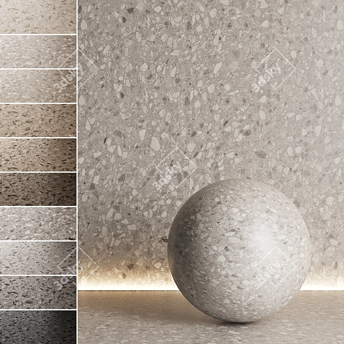 Seamless Terrazzo Marble Texture Set 3D model image 1