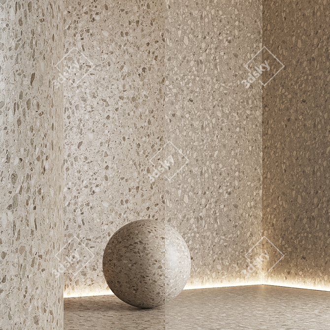 Seamless Terrazzo Marble Texture Set 3D model image 3