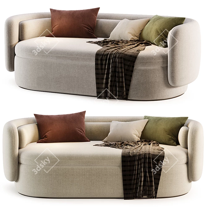 Modern Group Three-Seat Sofa 3D model image 2