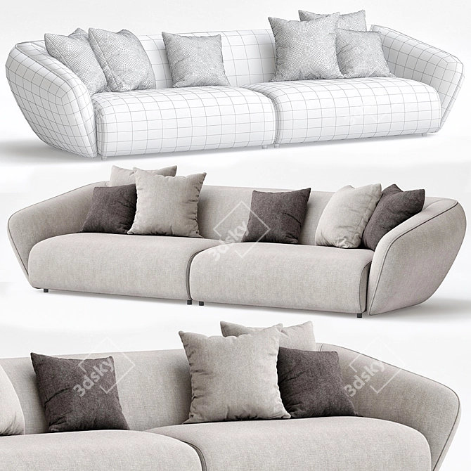Italian Curved Sofa Set 3D model image 2